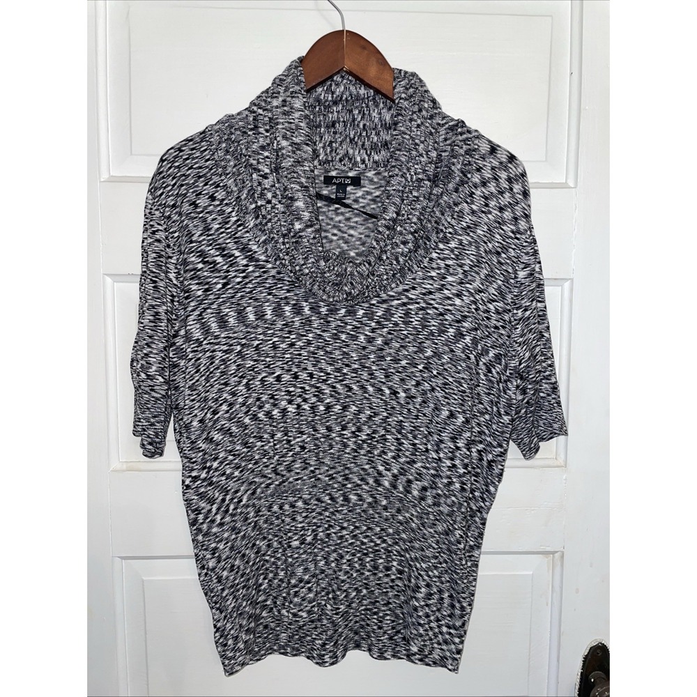 Apt. 9 Sweater Pullover Women M Medium Gray Cowl Neck Knit Short Sleeve‎ Rayon